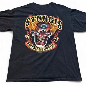 Vintage Y2K Sturgis biker clown double sided tshirt size large